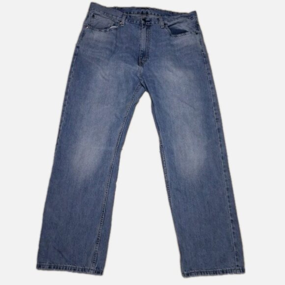 Levis Jeans Mens 38x30 Blue Denim 505 Regular Fit Water Less Stone Wash - Picture 1 of 12